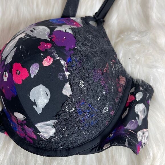 Torrid Floral/Lace Black T-Shirt Bra Sz 42C - Picture 3 of 6